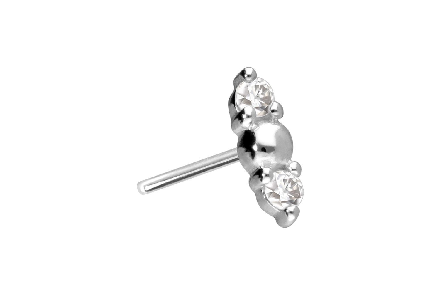 Piercing-Set 14 Karat Gold Aufsatz mit Titan Push Pin 2 MOISSANITE + KUGEL