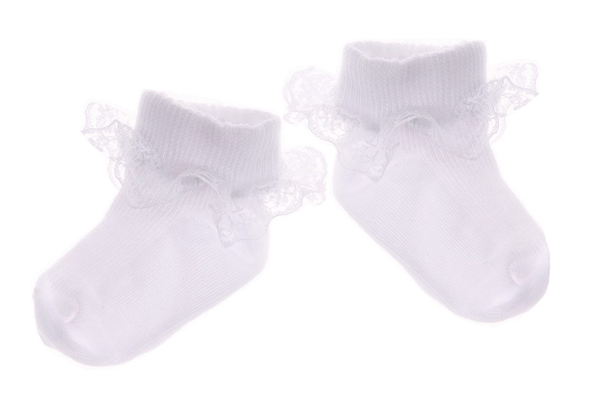 Socken Söckchen mit Rüschen Spitze in Weiß festlich Strümpfe