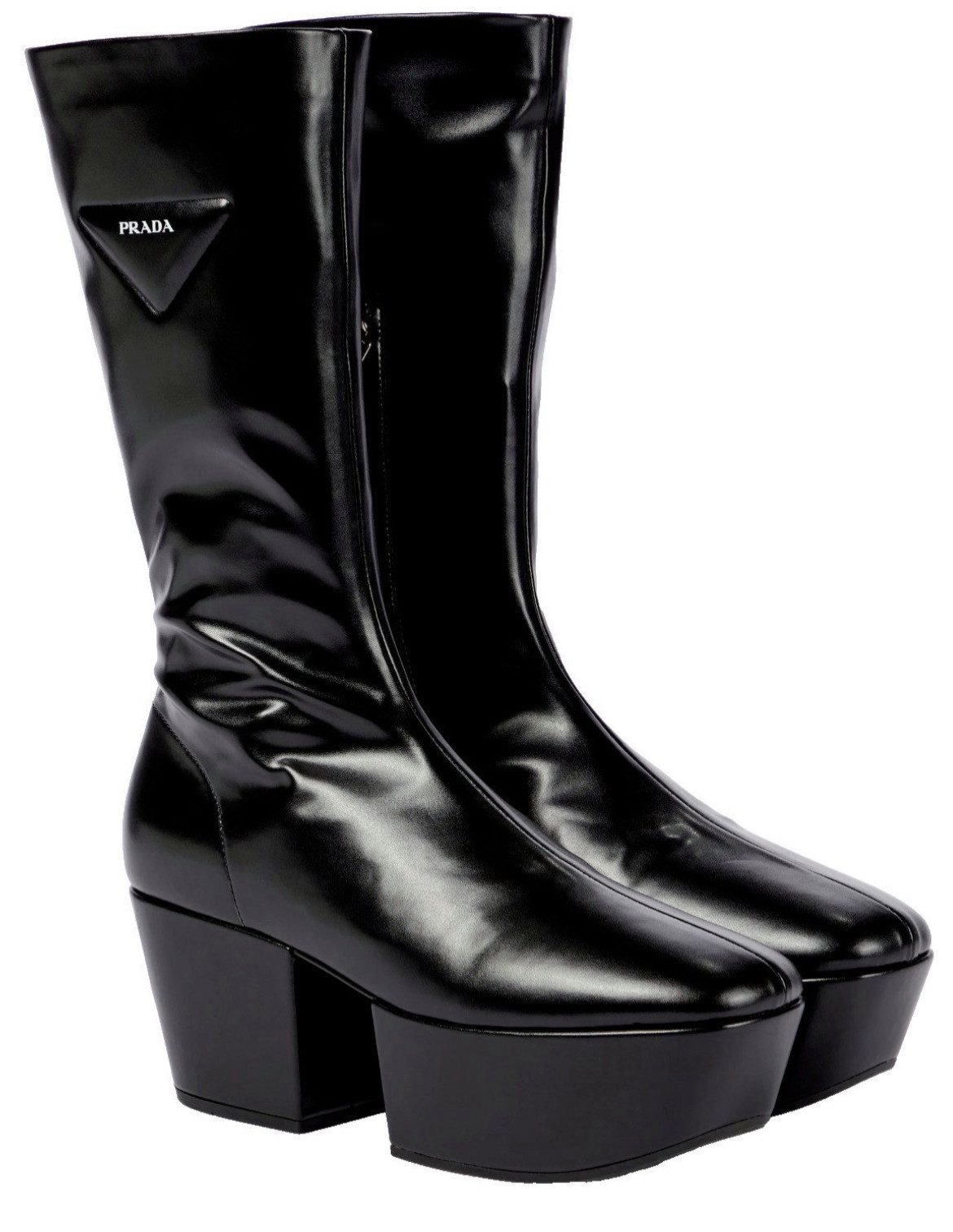 PRADA Triangle Nappa Gothic Plateau Platform Stiefel Plateaustiefelette