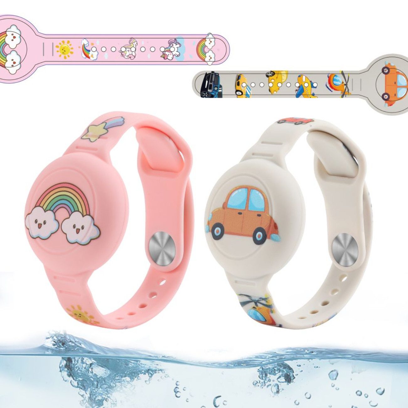 TECH PROTECT Armband (2er-Pack Kinderarmbänder mit AirTag-Halterung), Kinderarmband mit AirTag-Halterung und buntem Design
