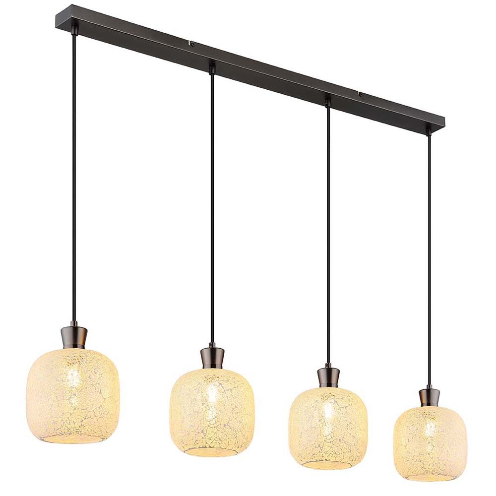 GLOBO LIGHTING Pendelleuchte, Leuchtmittel nicht inklusive, Hängeleuchte Pendelleuchte Wohnzimmerlampe schwarz chrom Glas Mosaik L