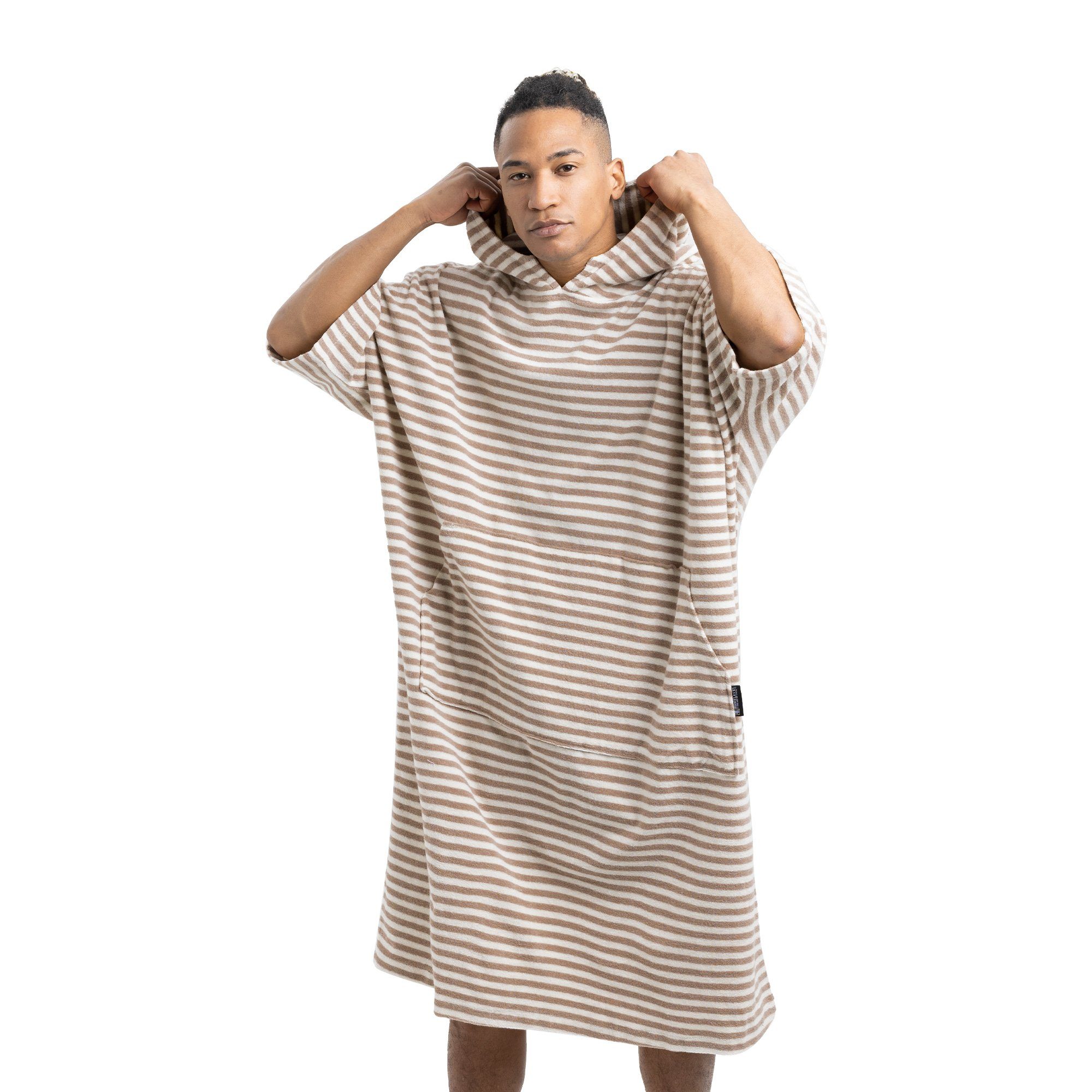 HOMELEVEL Unisex-Bademantel Badeponcho Unisex aus 100% Baumwolle für Erwachsene mit Kapuze, Baumwolle