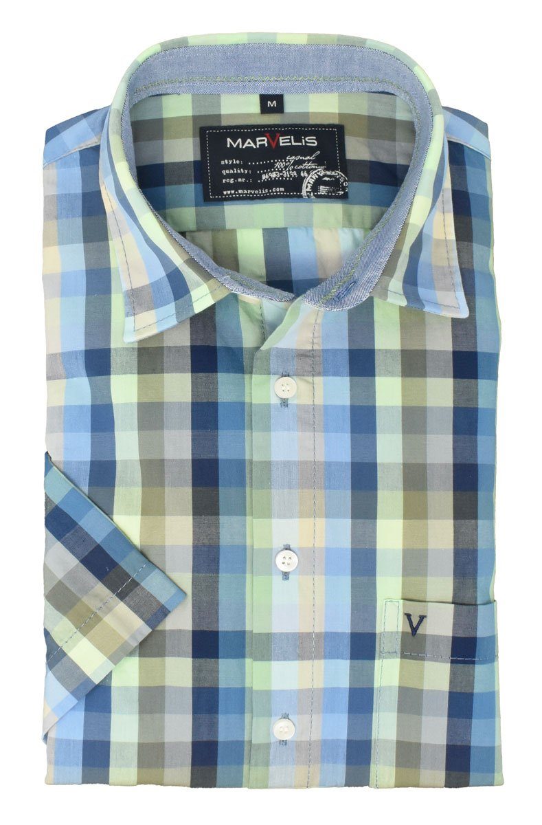 MARVELIS Kurzarmhemd CASUAL FIT - Freizeithemd normale Schnittführung