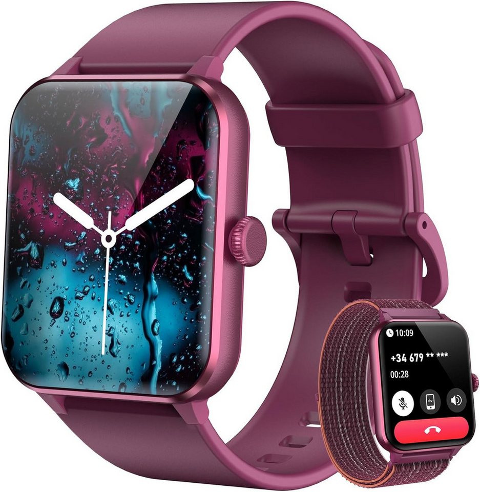 IOWODO Smartwatch Damen Herren 2026,350mAh (6 Tage), 1,85" HD,Bluetooth Anruf Smartwatch (1.85 Zoll, IOS/Android) Smartwatch Damen …
