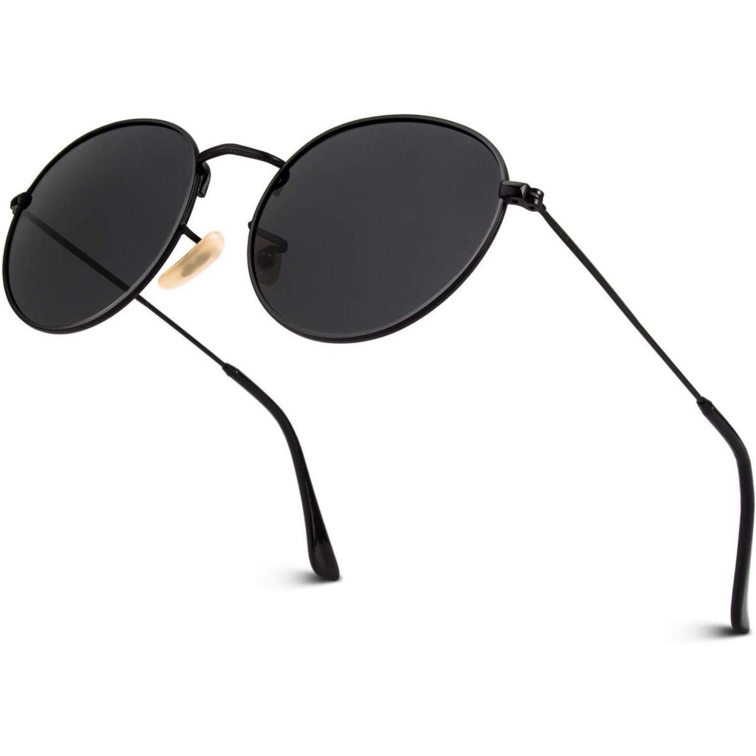 Retrosonnenbrille Sonnenbrille Retro Rund Polarisiert Verspiegelt UV400 Schwarz Grau
