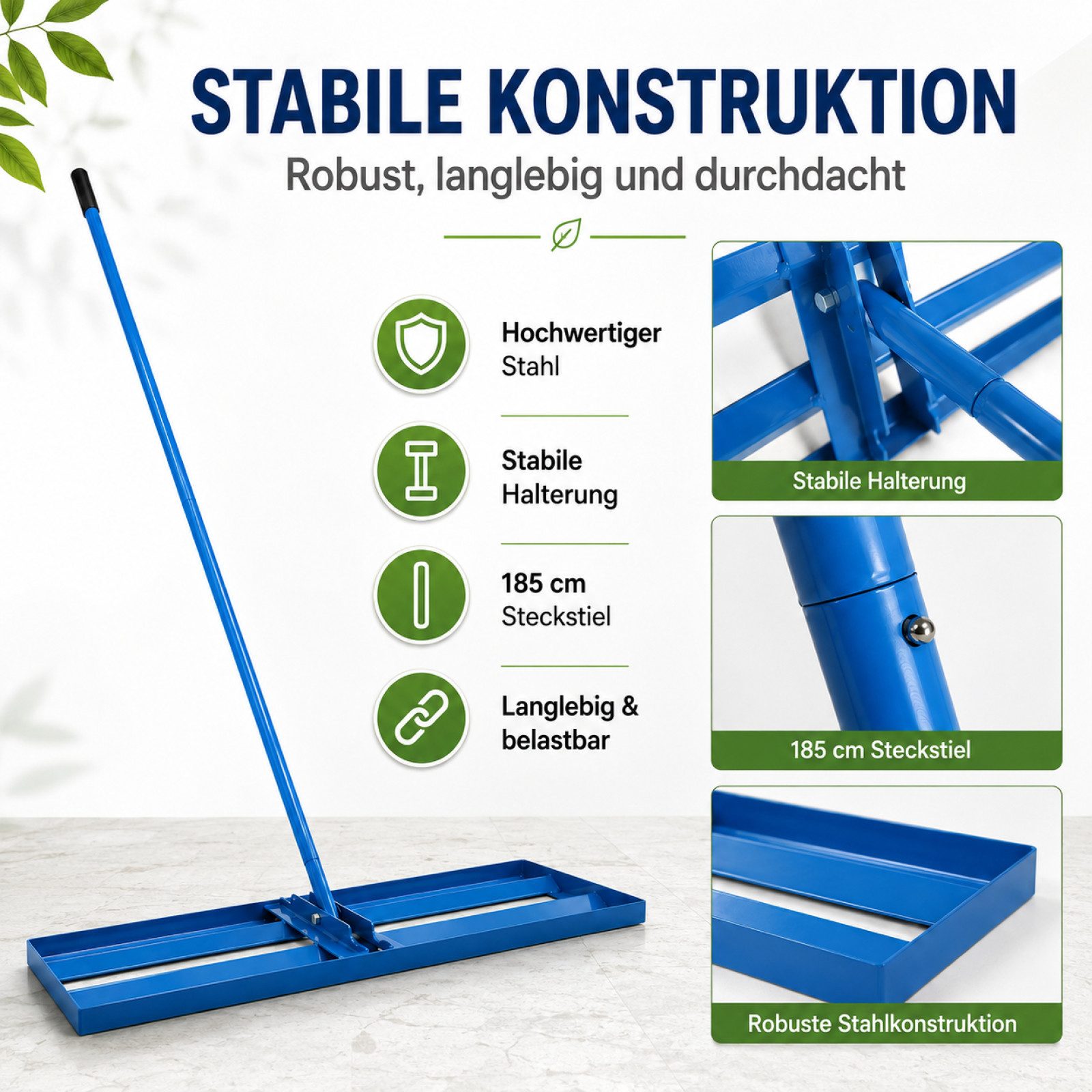 Bituxx Rasenrechen Rasenrakel 91x25 cm, 91 cm Arbeitsbreite, mit 185 cm langem Stiel, (Packung, MS-19336) – Bild 3 von 5