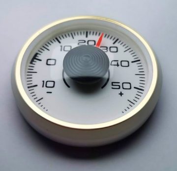 HR Autocomfort Raumthermometer Historisches Bimetall Thermometer 46 mm goldfarbener Rand selbstklebend