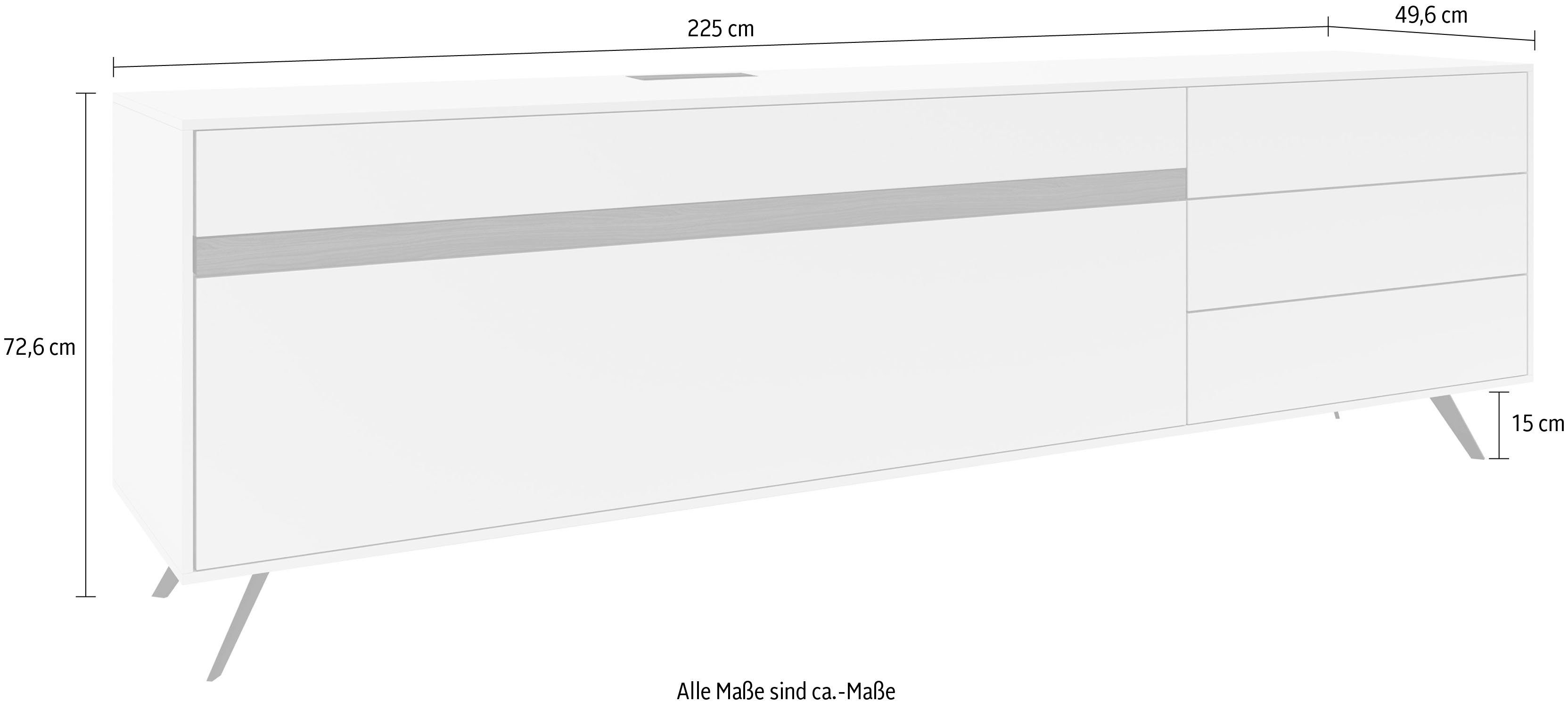GWINNER Lowboard »CALEA«, mit Akzentstreifen, wahlweise mit IR-Repeater, Breite 225 cm-Otto