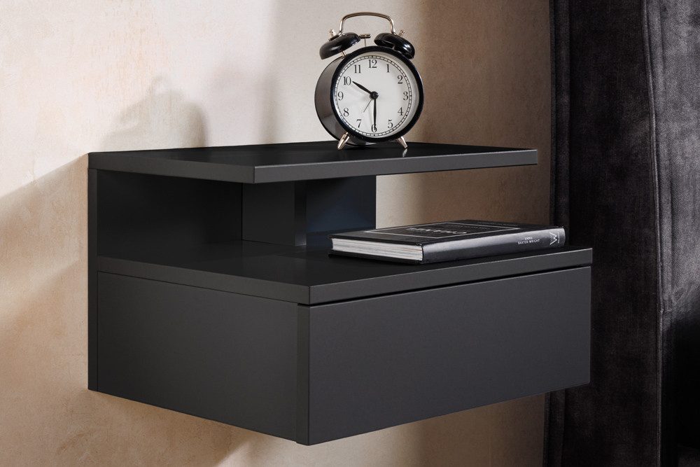 riess-ambiente Nachttisch FLOATING 35cm anthrazit · hängendes Regal mit Schublade · Schlafzimmer (Einzelartikel, 1-St), Nachtschrank · 1 Ablageboden & 1 Schublade · schwebend · Wohnzimmer
