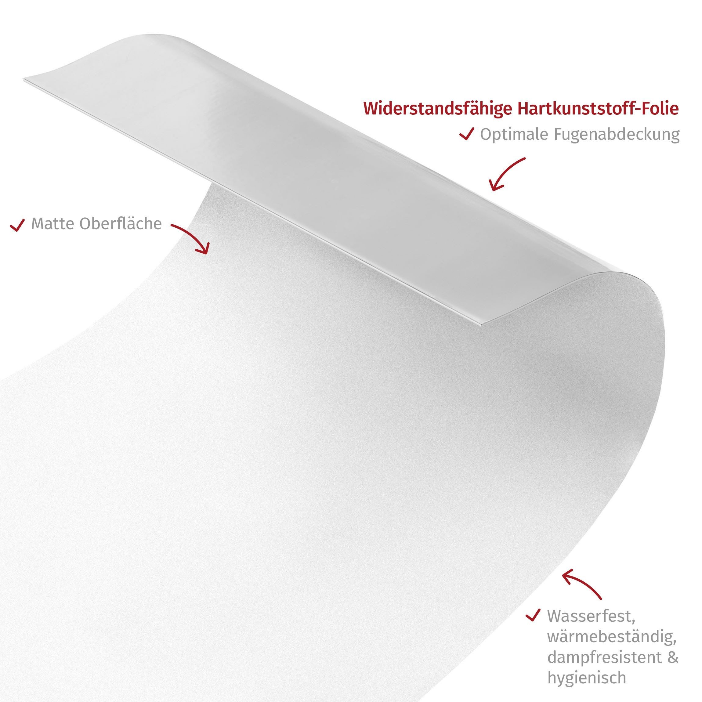 Bilderdepot24 Badrückwand weiss fugenlose Wandverkleidung Bad Unifarben, (Hartfolie matt » Selbstklebend SMART 0,35 mm), wasserfestes Wandpaneel Polarweiß