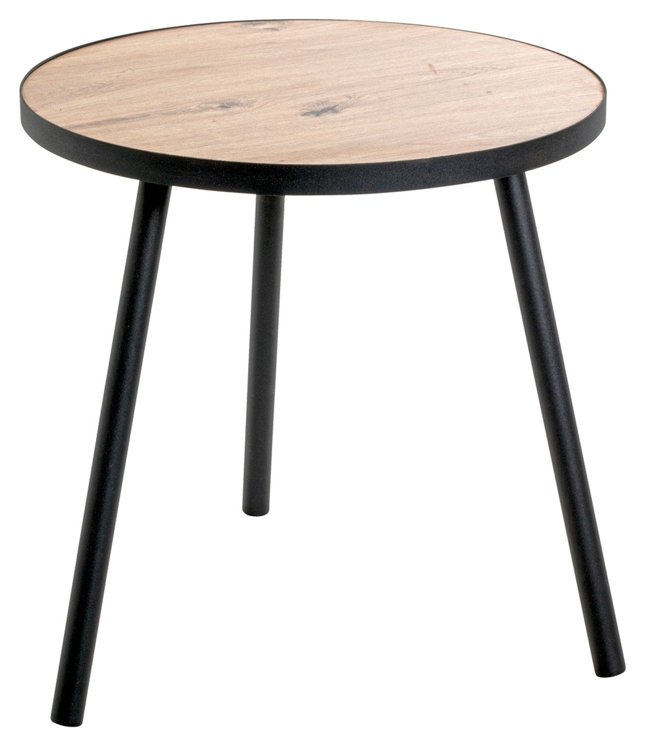 Beistelltisch GENUA, Ø 50 cm, Artisan Eiche Dekor, Schwarz