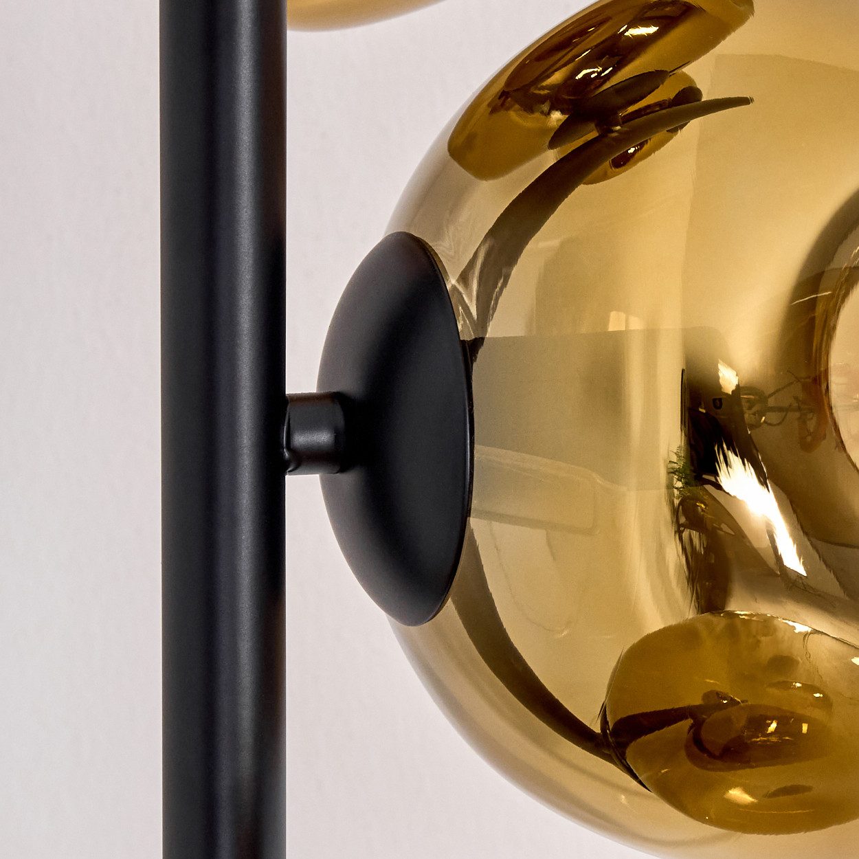 hofstein Stehlampe Stehlampe aus Metall/Glas in Schwarz/Gold/Klar, Retro/Vintage-Design, ohne Leuchtmittel, moderne Stehleuchte, Ø Schirme 15 cm, Fußschalter, 160 cm, E14