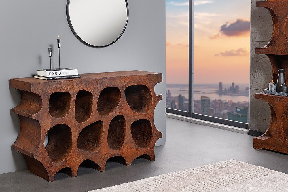 riess-ambiente Konsolentisch ART AMBIENTE 120cm kupfer · Raumtrenner im Edelrost-Design (Einzelartikel, 1-St), Flur-Tisch · Beton-Oberfläche · abstrakte Optik · Modern