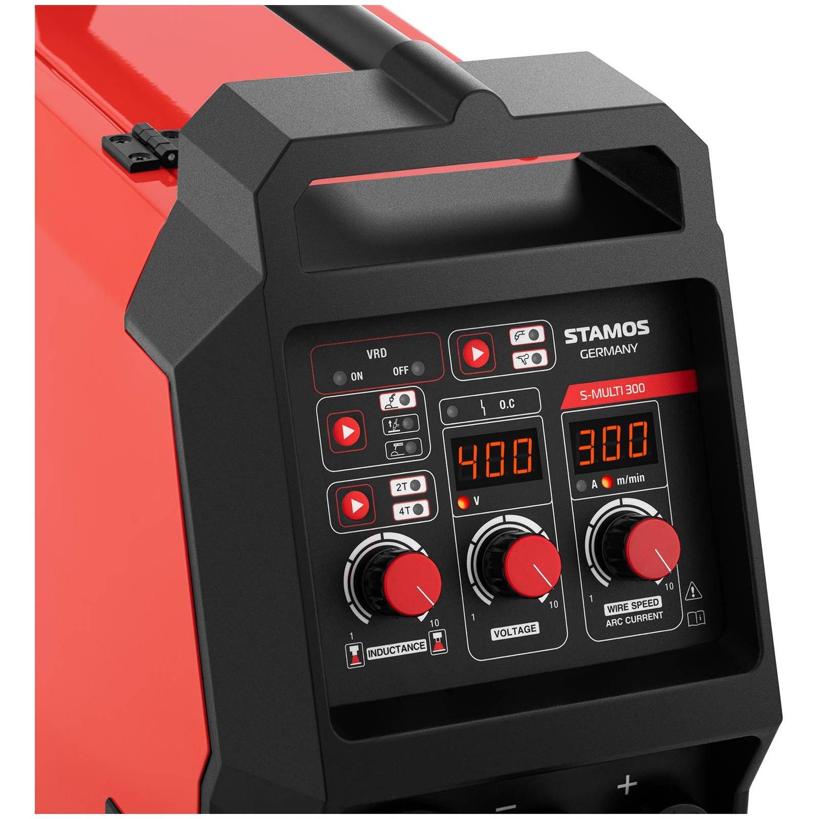 Stamos Welding Group Elektroschweißgerät Profi Kombi-Schweißgerät 300 A MIG MAG MMA WIG FCAW E-Hand IGBT, 400 V