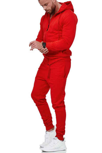 L.gonline Freizeitanzug Herren Jogginganzug, Freizeitanzug, Hausanzug 586 (Kapuzenjacke mit Reißverschluss, Hose, 2-tlg), Fitness Freizeit Casual