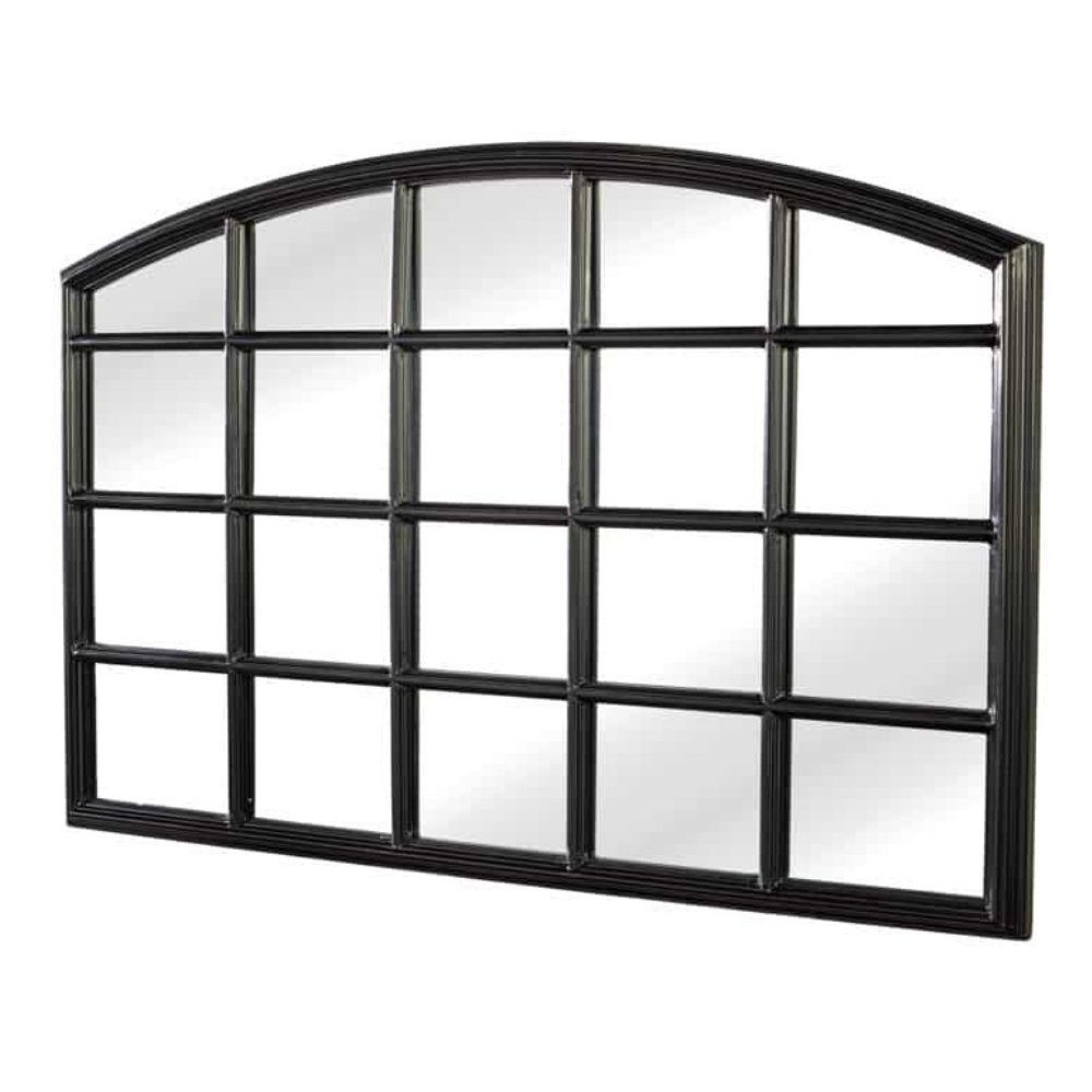 LebensWohnArt Wandspiegel Design Rundbogen-Fenster-Spiegel 120cm schwarz Sp günstig online kaufen
