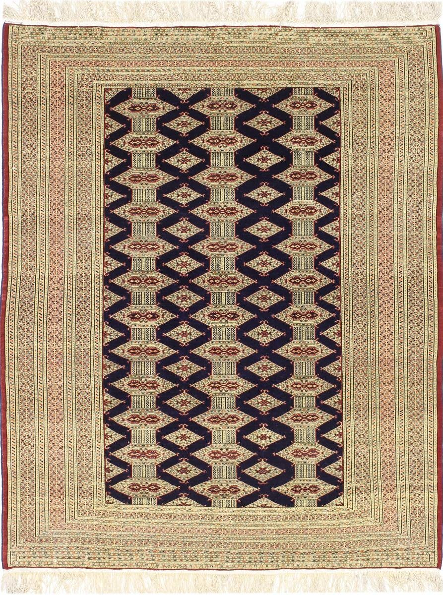 Orientteppich Turkaman Alt Seidenkette 134x169 Handgeknüpfter Orientteppich, Nain Trading, rechteckig, Höhe: 6 mm