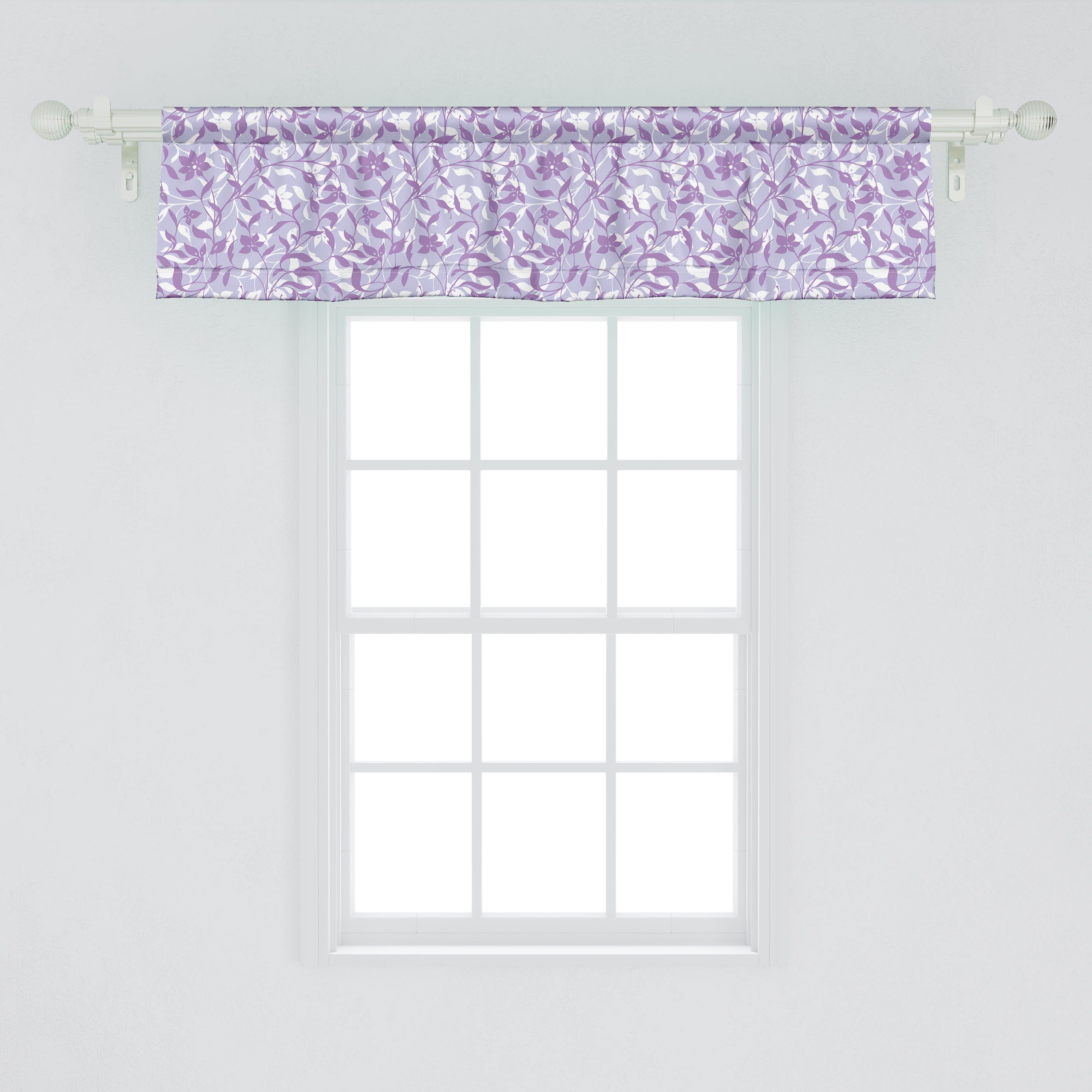 Volant Abakuhaus, Weinlese-Blumen-Blätter-Kunst Microfaser, Vorhang für mit Stangentasche, Schlafzimmer Küche Scheibengardine Blumen Dekor