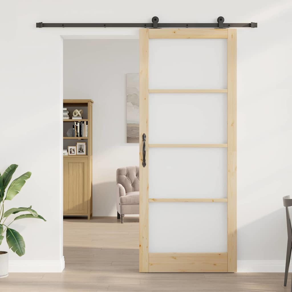 vidaXL Haustür Schiebetür ORKDAL Natur 93 x 232 cm Massivholz Kiefer und Glas (1-St)