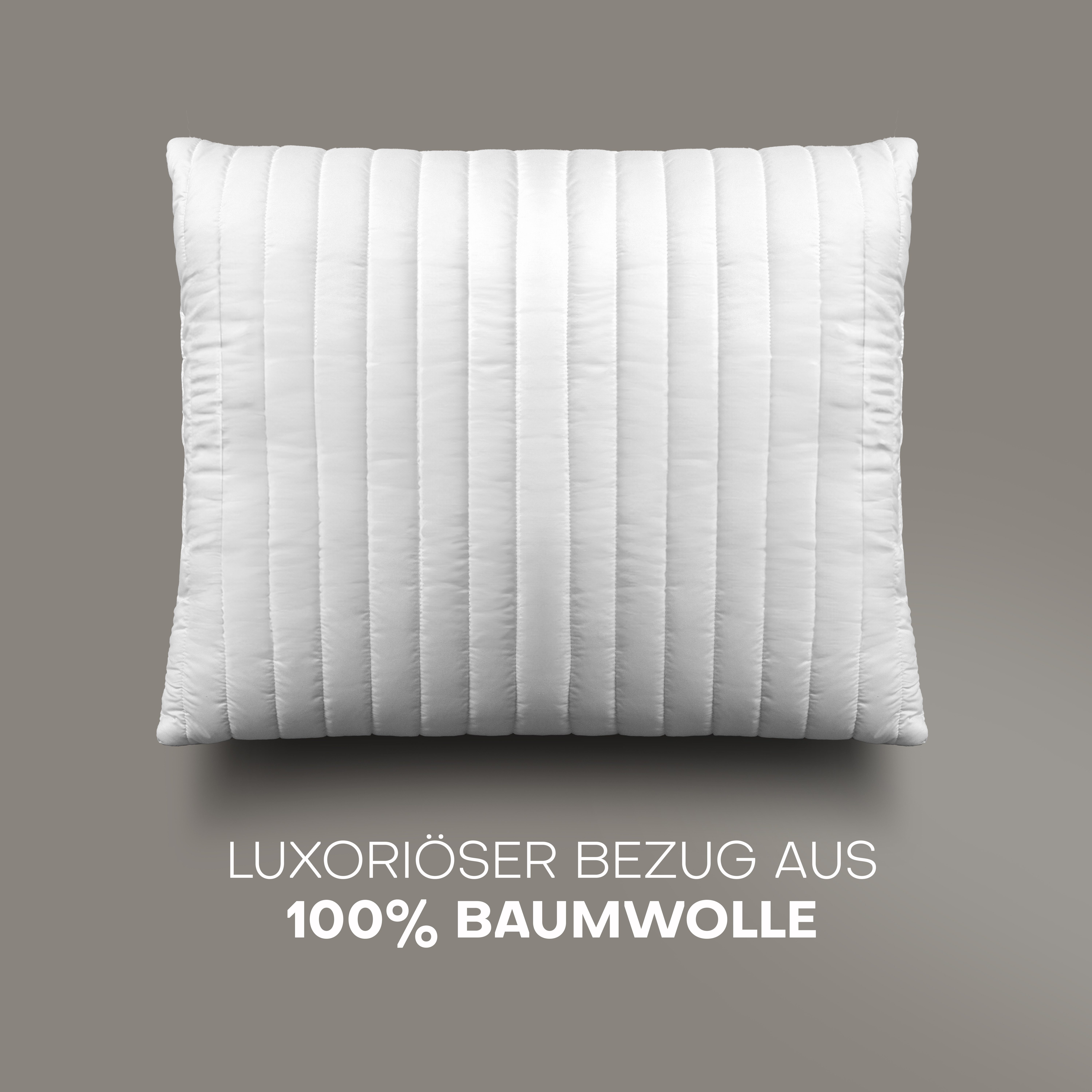 John Cotton Baumwollkissen Magicline 40x80, 80x80 cm, pure Eleganz, Füllung: Polyester, Bezug: Feinbatist-Baumwolle, Seitenschläfer, Bauchschläfer, Rückenschläf – Bild 2 von 5
