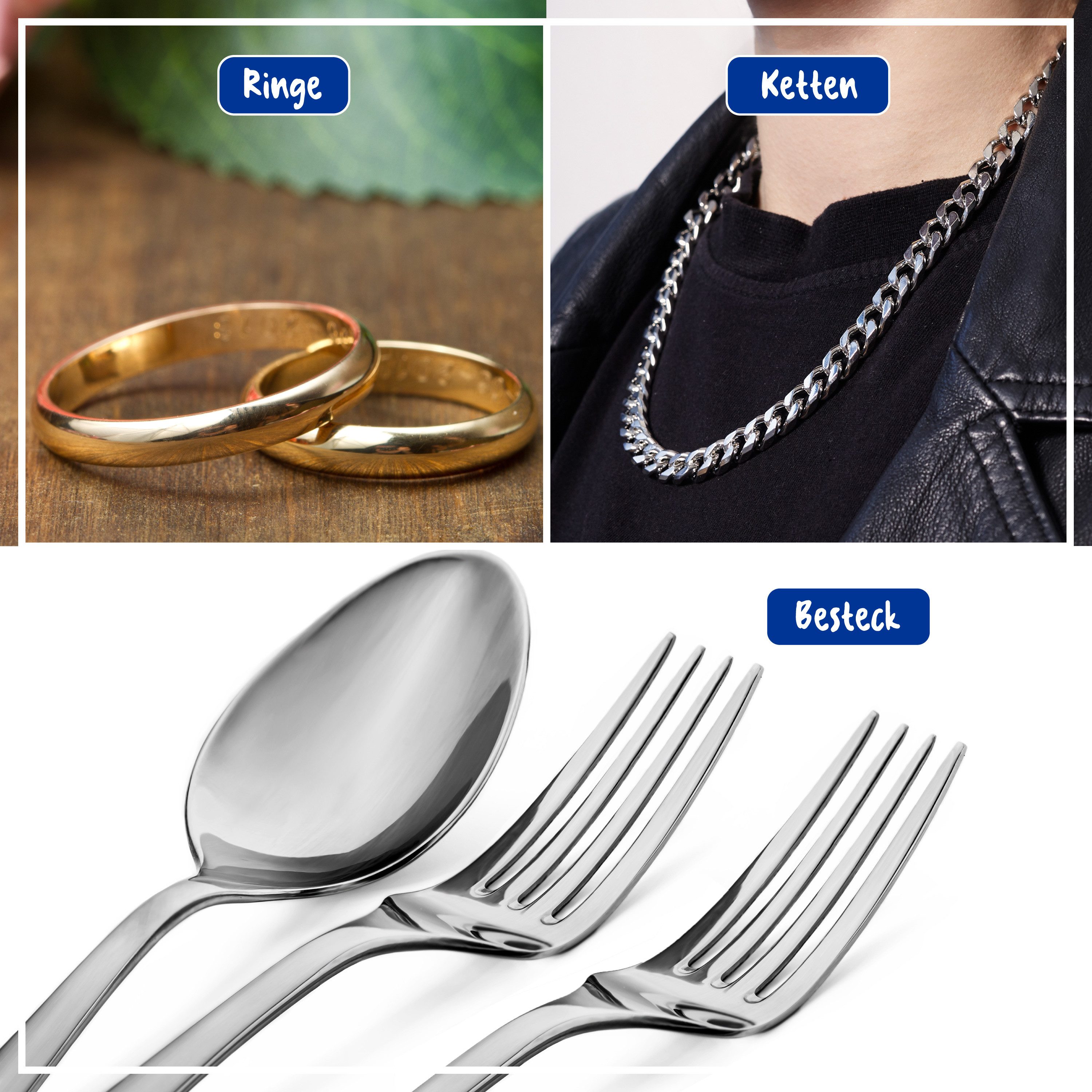 poliboy Silber Gold Bad - mit praktischem Tauchkorb - 375 ml Schmuckreiniger (verleiht neuen Hochglanz und reinigt selbstständig - Made in Germany)