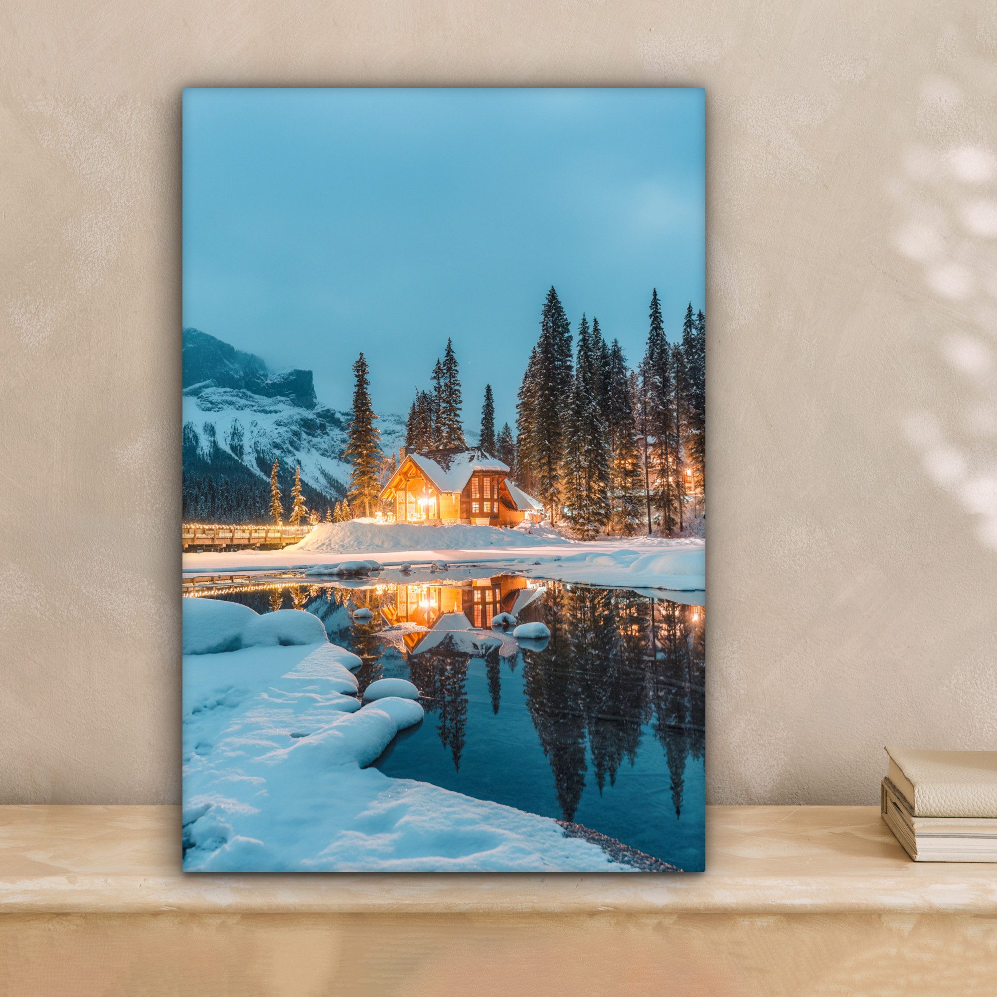 OneMillionCanvasses® Leinwandbild Winterlandschaft - Natur - Haus - Berge - günstig online kaufen