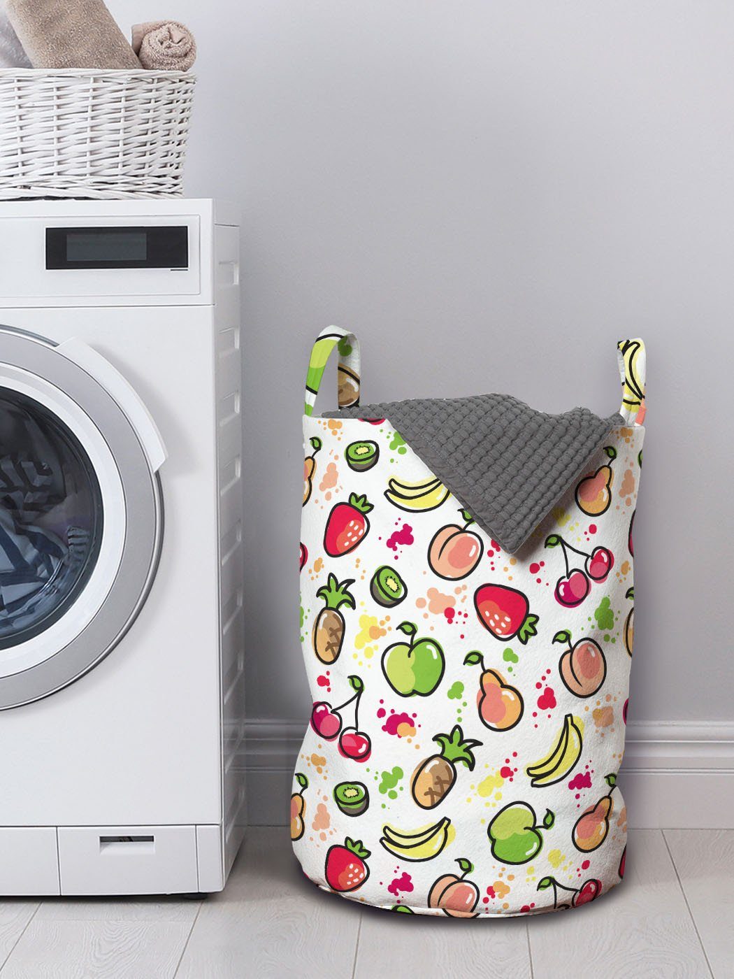 Kordelzugverschluss Wäschesäckchen Aquarell für Wäschekorb Waschsalons, mit Birne Abakuhaus Griffen Früchte