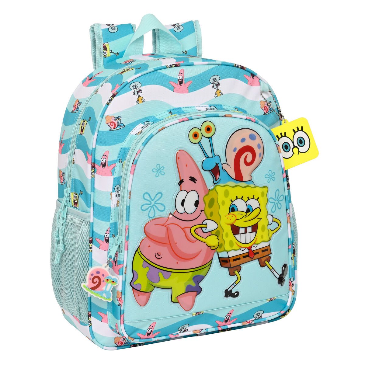 Spongebob Schwammkopf Rucksack Spongebob Kinder Rucksack Stay positive Blau Weiß 32 x 38 x 12 cm