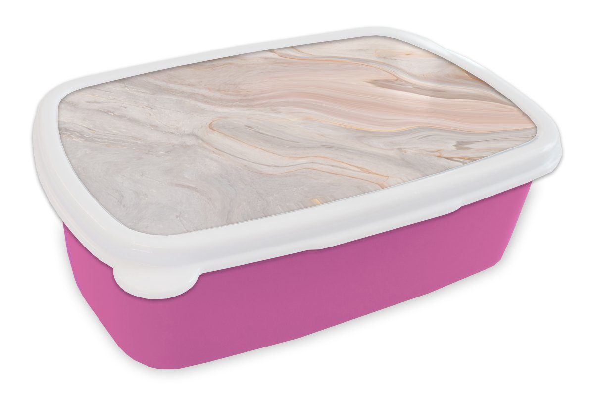 Kunststoff (2-tlg), Lunchbox Muster - rosa Abstrakt - Snackbox, Kinder, Luxe, Brotbox Kunststoff, MuchoWow - Marmoroptik - für Brotdose Marmor Pastell Mädchen, - Erwachsene,