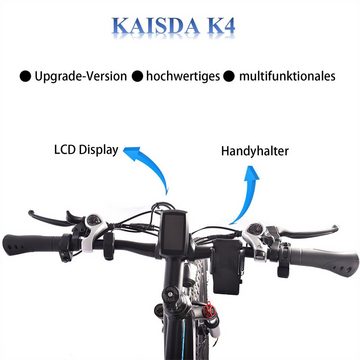 Fangqi E-Bike KAISDA K4, 27.5Zoll E-BIKE, 350W/36V/7.8AH, Shimano Übertragung, versteckter Akku, LED Beleuchtung, Shimano, Kettenschaltung