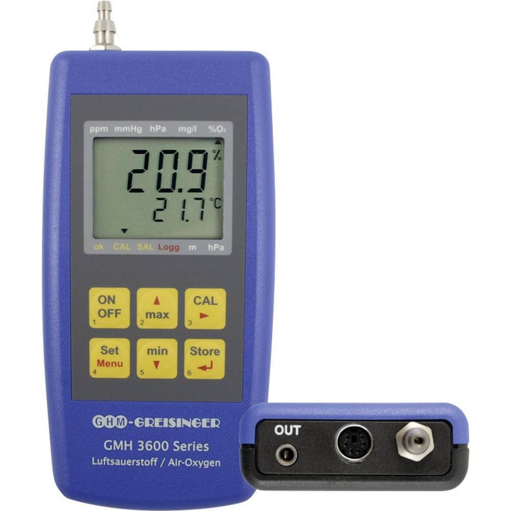 Greisinger Raumluft-Qualitätssensor Handmessgerät für gasförmigen Sauerstoff mit Datenlogger GMH 606843