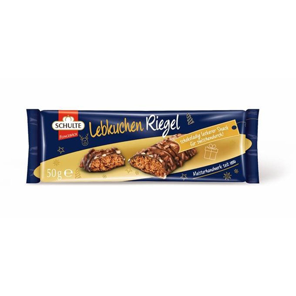 Schulte Süßigkeit, Schulte Feingebäck Lebkuchen Riegel schokoladig leckerer Snack 50g