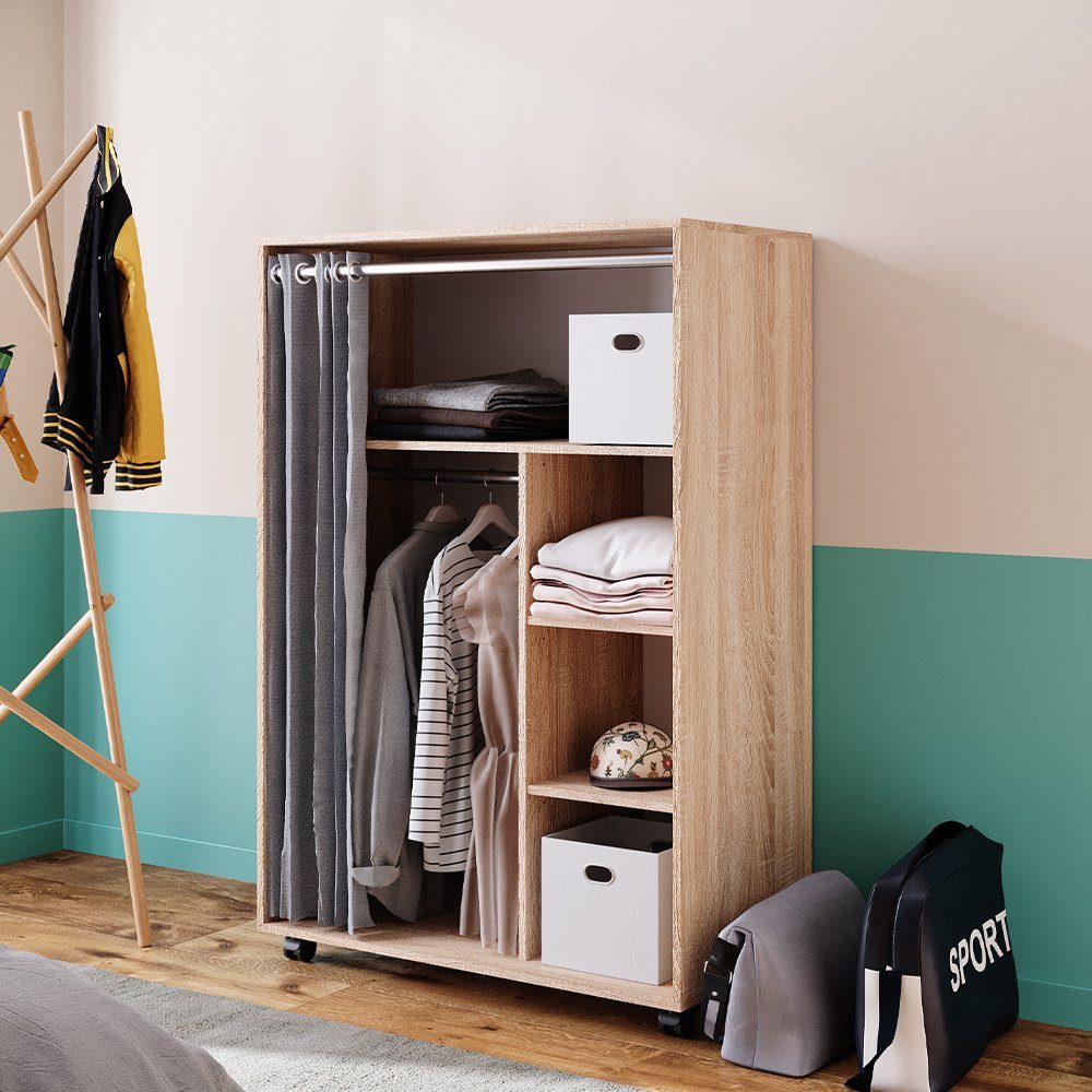 Vicco Kleiderschrank Doros, Sonoma, 100 x 146.6 cm mit Rollen mit Kleiderst günstig online kaufen