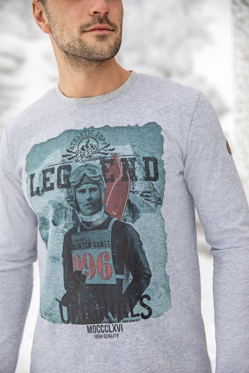 Piz Palü Strickpullover Longsleeve Herren - UNTERHACHING - grau