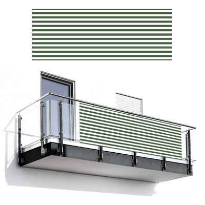 MuchoWow Balkonsichtschutz Muster - Streifen - Grün- Dunkel (1-St) Balkon- und Gartensichtschutz, 300x110 cm