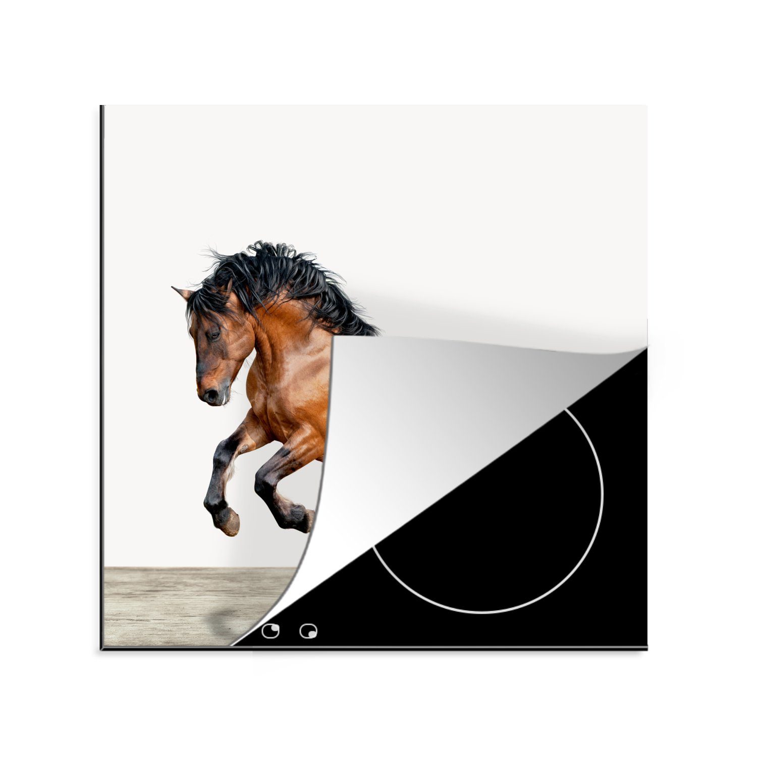 MuchoWow Herdblende-/Abdeckplatte Pferd - Tiere - Weiß - Jungen - Mädchen - Kinder, Vinyl, (1 tlg), 78x78 cm, Ceranfeldabdeckung, Arbeitsplatte für küche