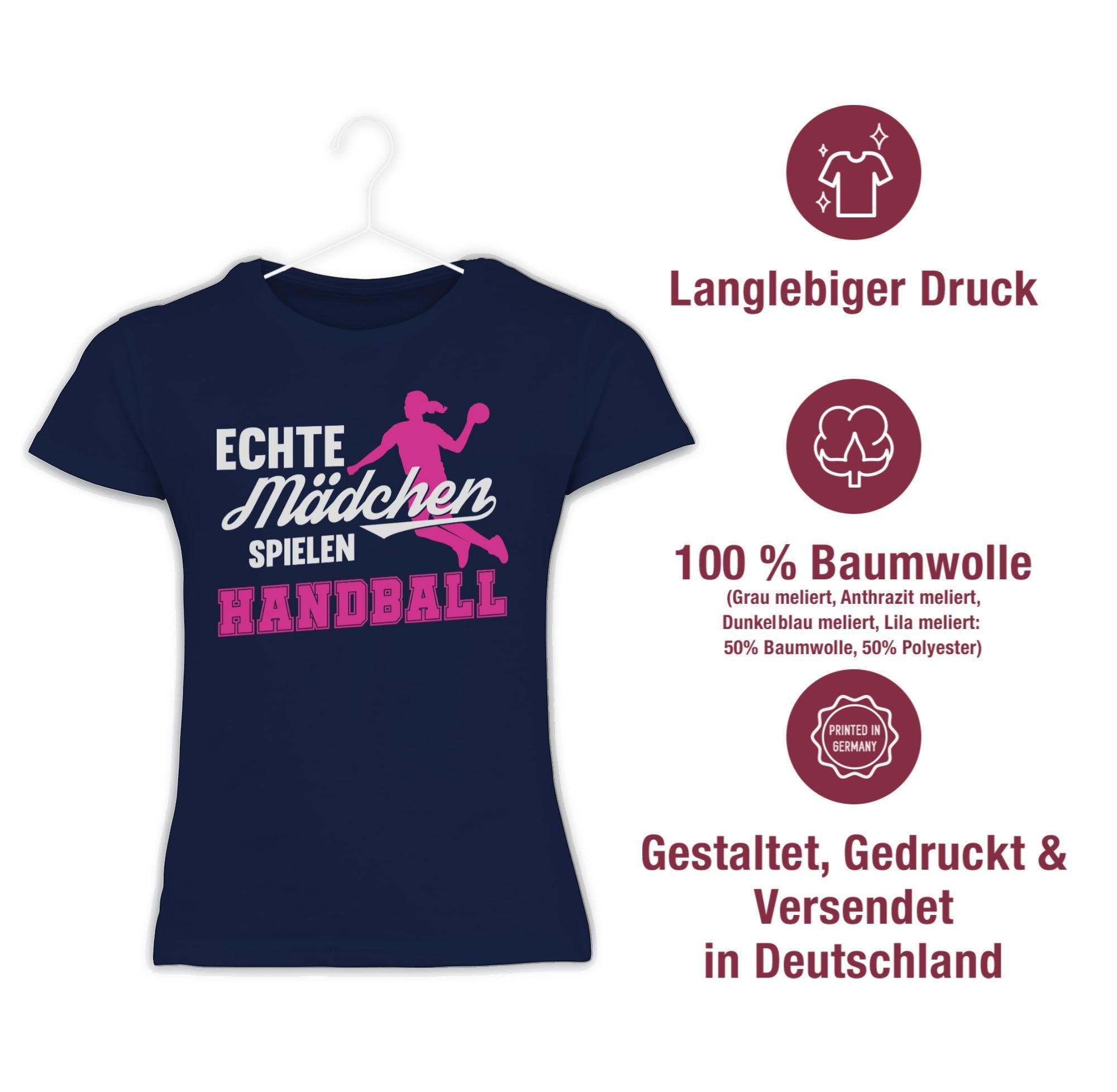 Shirtracer T-Shirt Echte Mädchen spielen Handball weiß / fuchsia Kinder Sport Kleidung