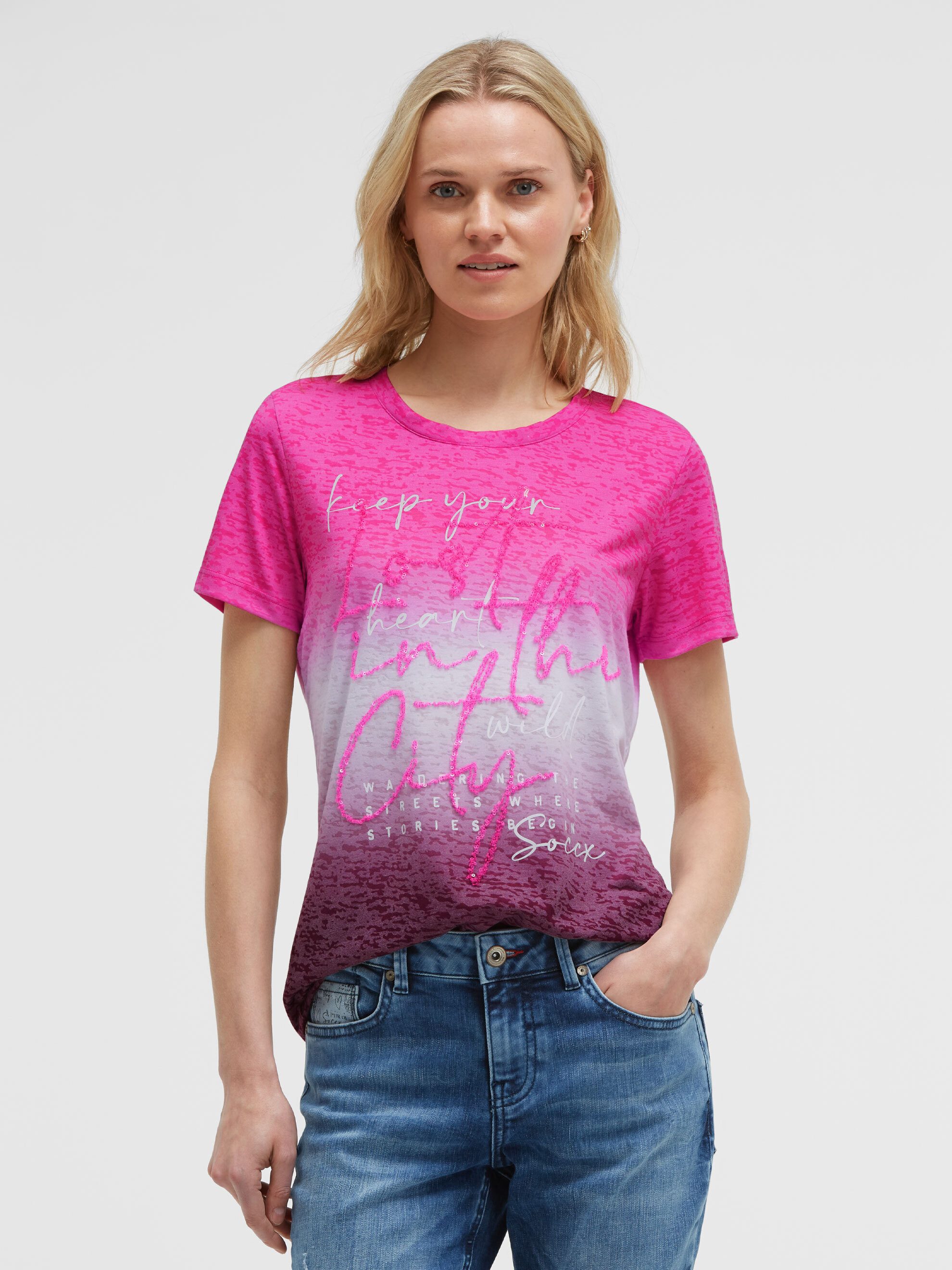 SOCCX Rundhalsshirt mit Farbverlauf