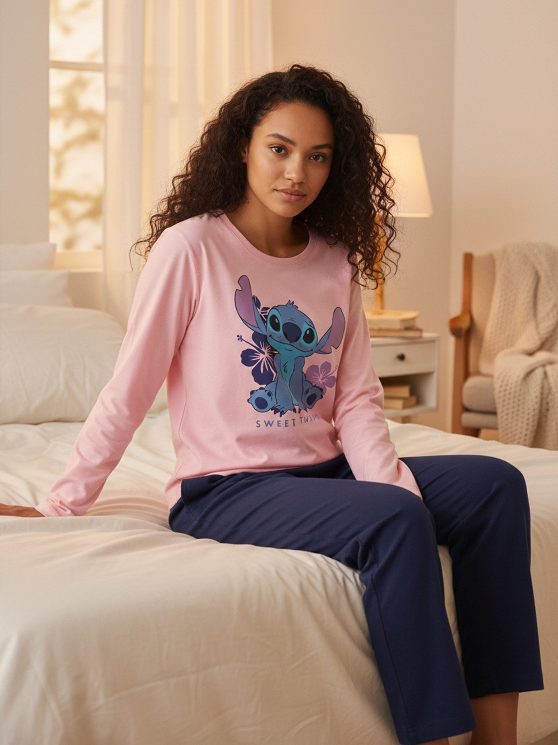 United Labels® Schlafanzug Disney Lilo & Stitch Schlafanzug Pyjama Set Langarm Oberteil mit Hose – Bild 3 von 5