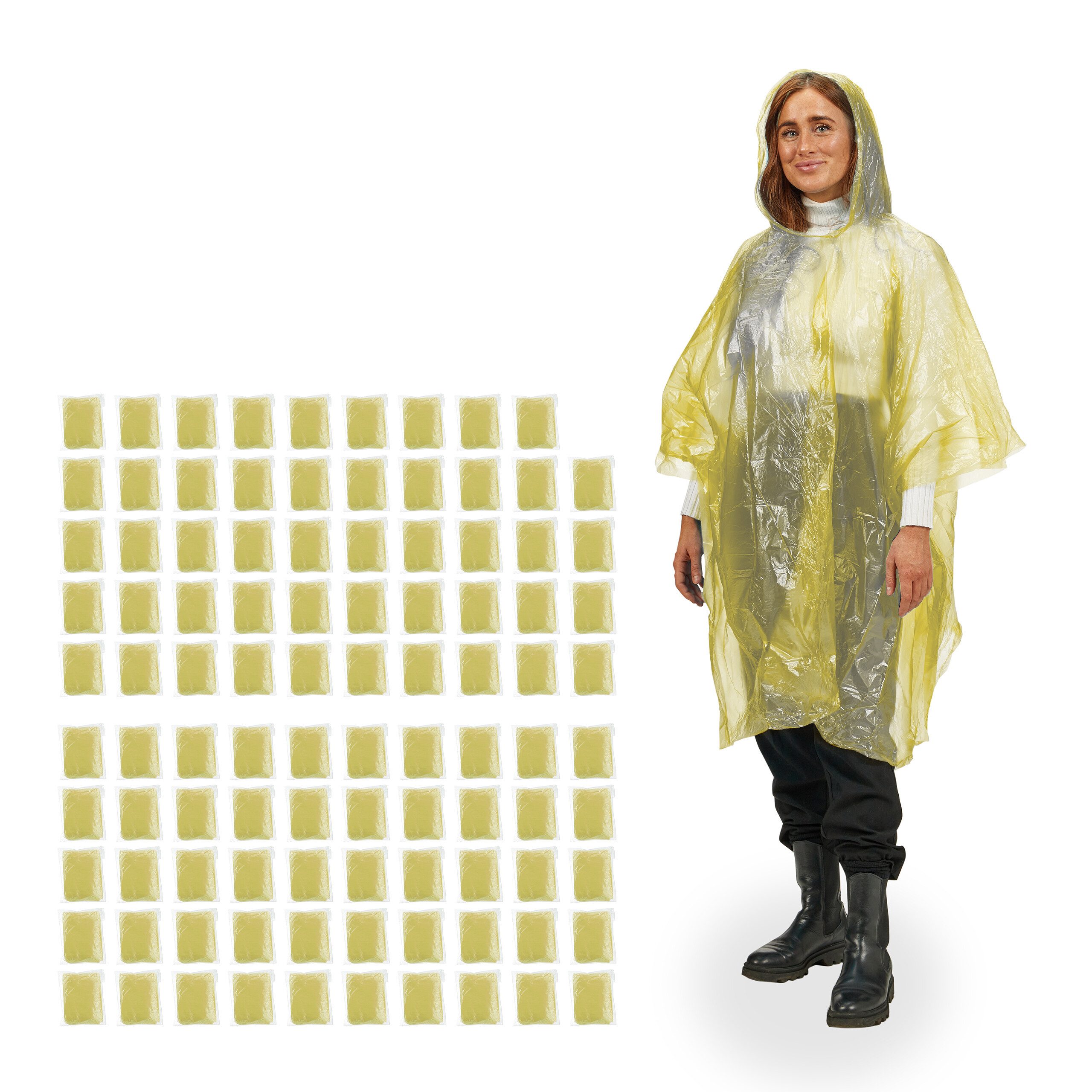 Regenponcho 100x Einweg Regenponcho Gelb