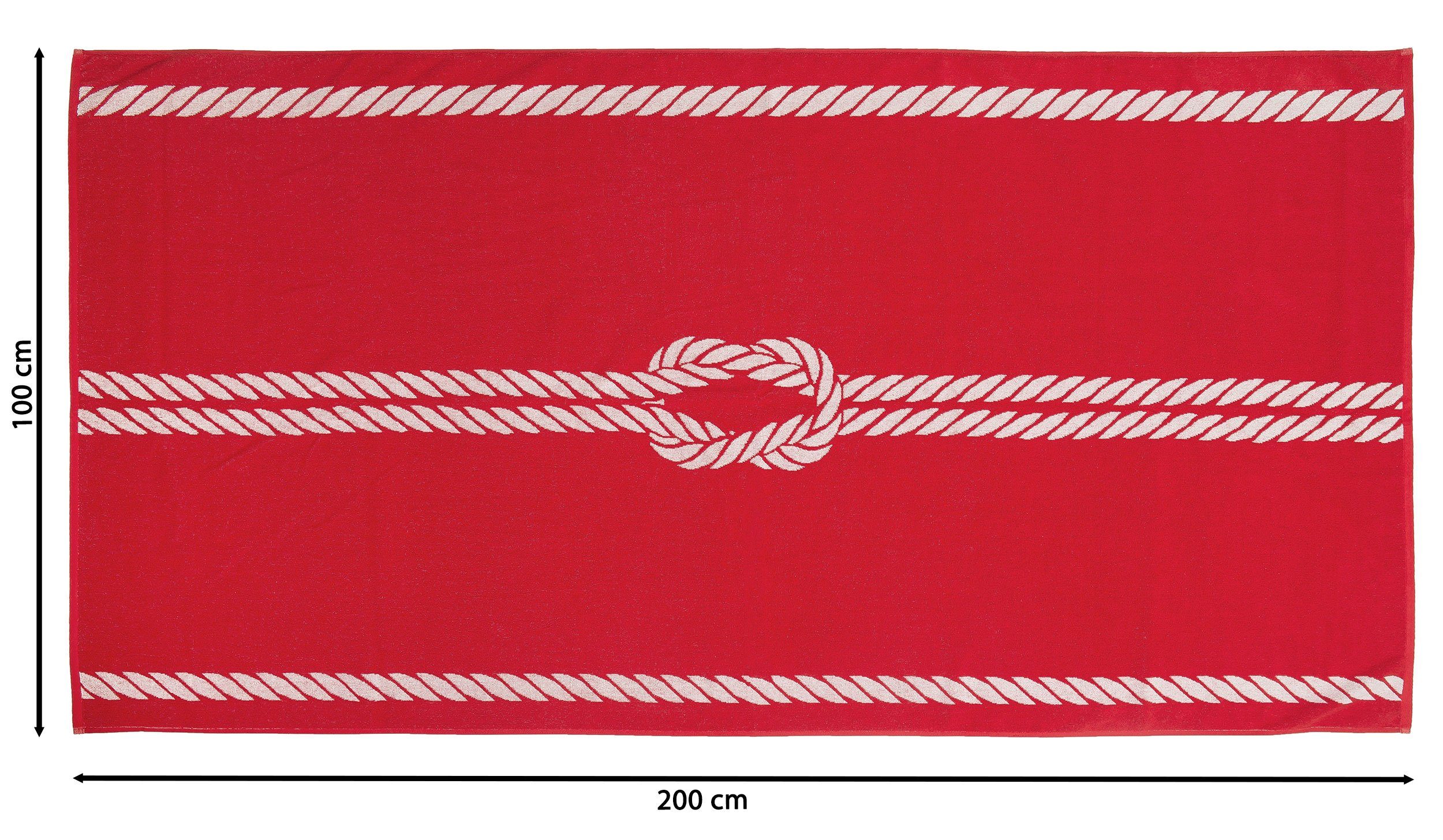 cm, 100% x Glattvelours vom Baumwolle, (1-St), 200 ZOLLNER Strandtuch, 100 rot-weiß Hotelwäschespezialisten