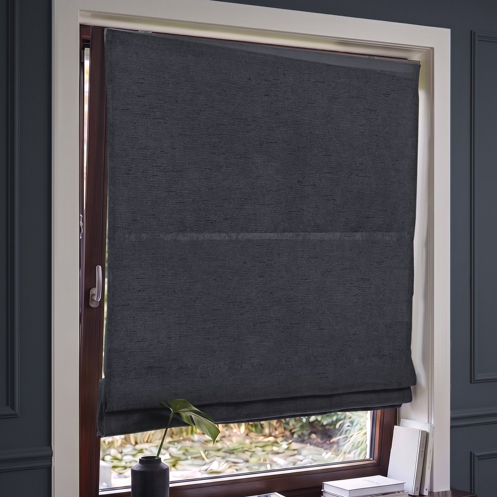 Victoria M. Raffrollo Klemmfix Ivora Premium Raffrollo 40x130cm Anthrazit Vollverdunkelnd, mit Klemmträger, ohne Bohren, freihängend, Ohne Bohren