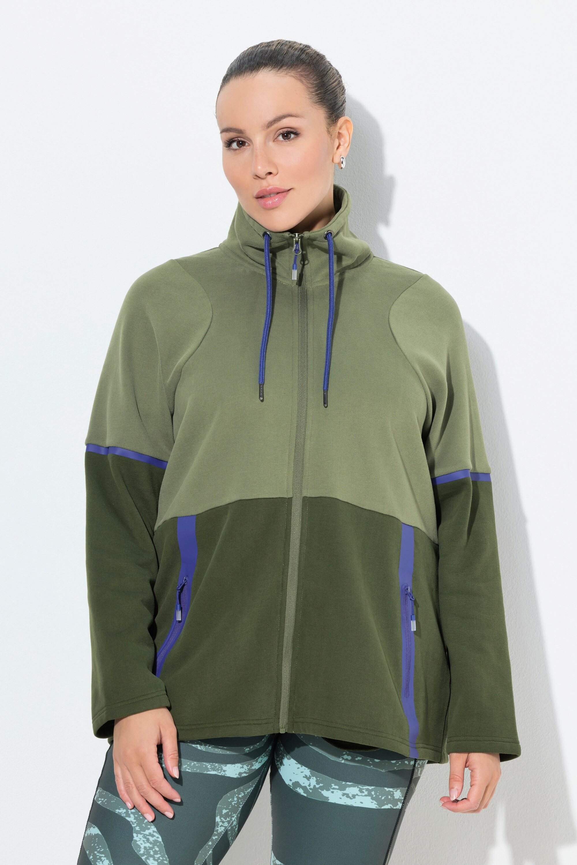 Sweatjacke Sweatjacke zweifarbig Stehkragen