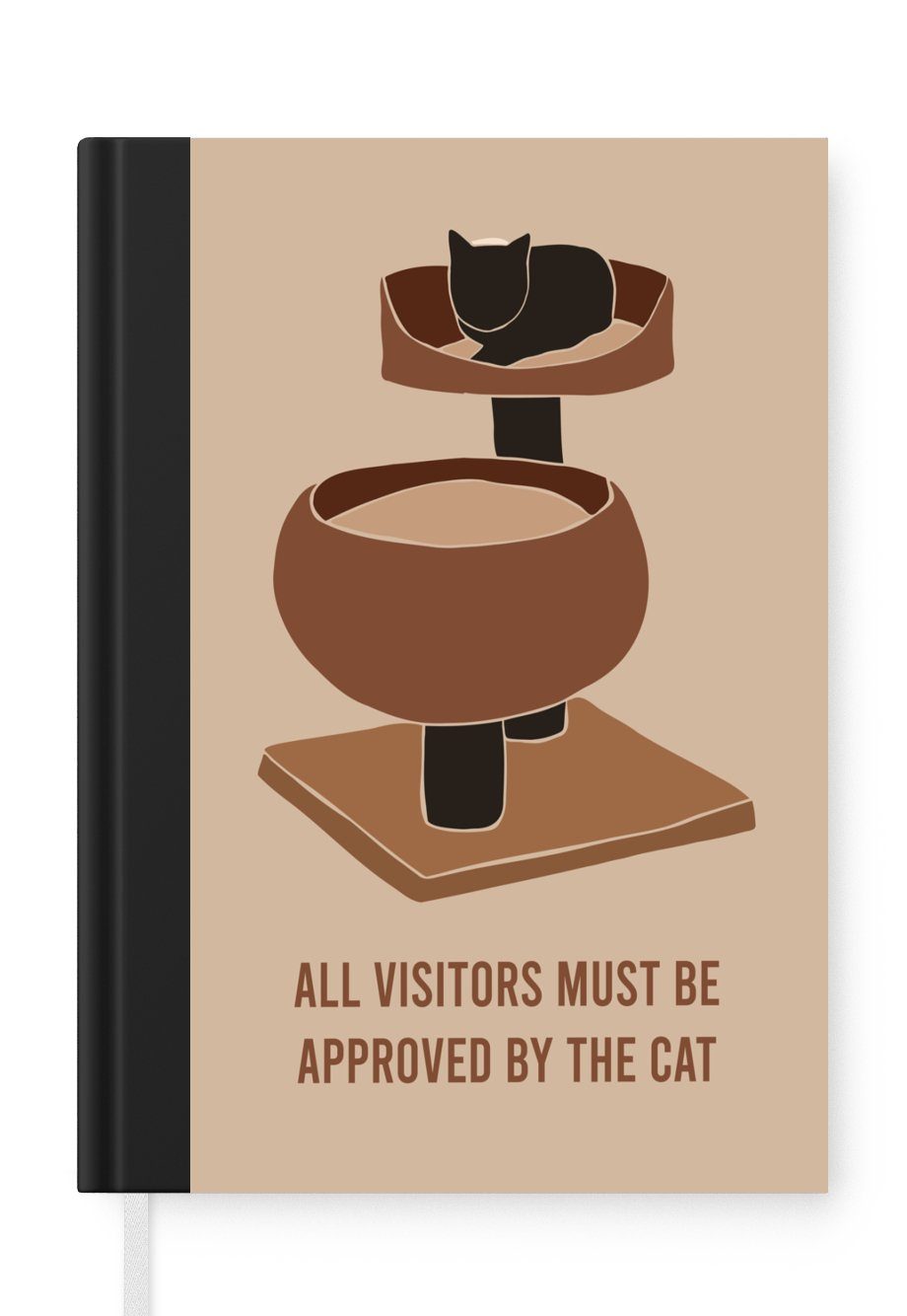 MuchoWow Notizbuch Sprichwörter - Alle Besucher müssen von der Katze genehmigt werden -, Journal, Merkzettel, Tagebuch, Notizheft, A5, 98 Seiten, Haushaltsbuch