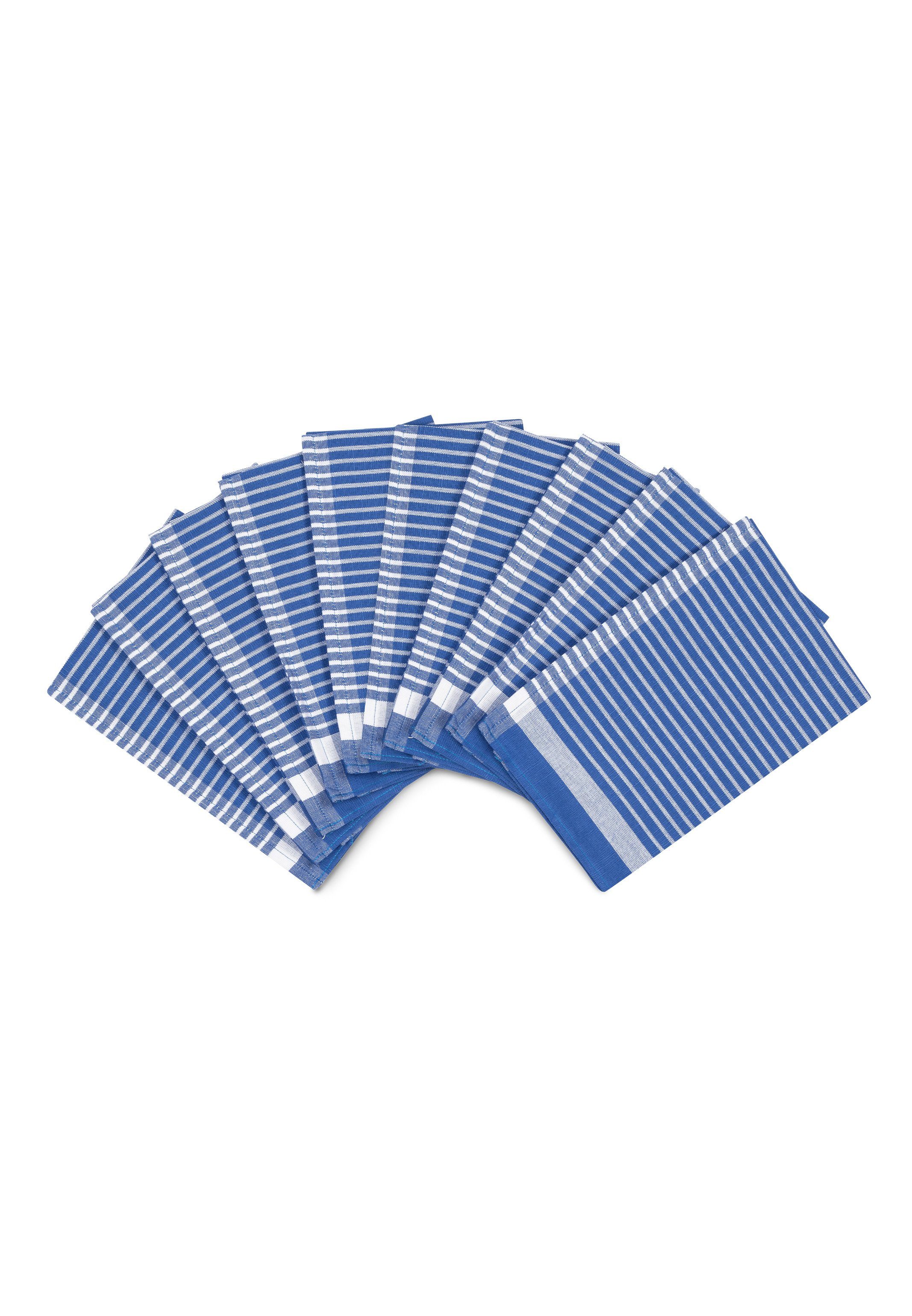 ROSS Geschirrtuch Exclusiv - Halbleinen - Streifen, (Spar-Set, 10-tlg., 10 X Geschirrtuch (50 X 70cm), 10 X Geschirrtuch im Set - Baumwolle - Strapazierfähig Blau