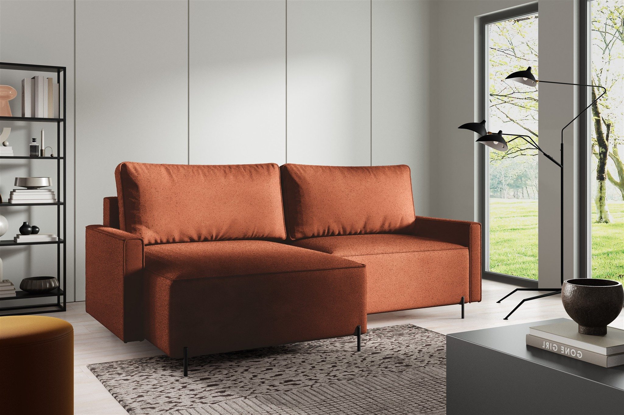 Fun Möbel Ecksofa Schlafsofa Sofa BRAGA in Stoff Now or Never, mit Bettkasten, Rundumbezug