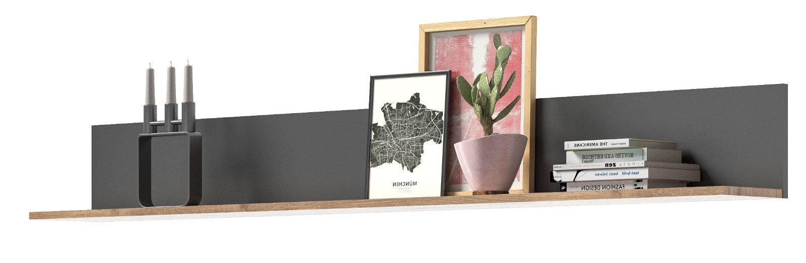 Inn.Furn Wandboard Tomaso, Wandregal in Eiche mit grau, modernes Design