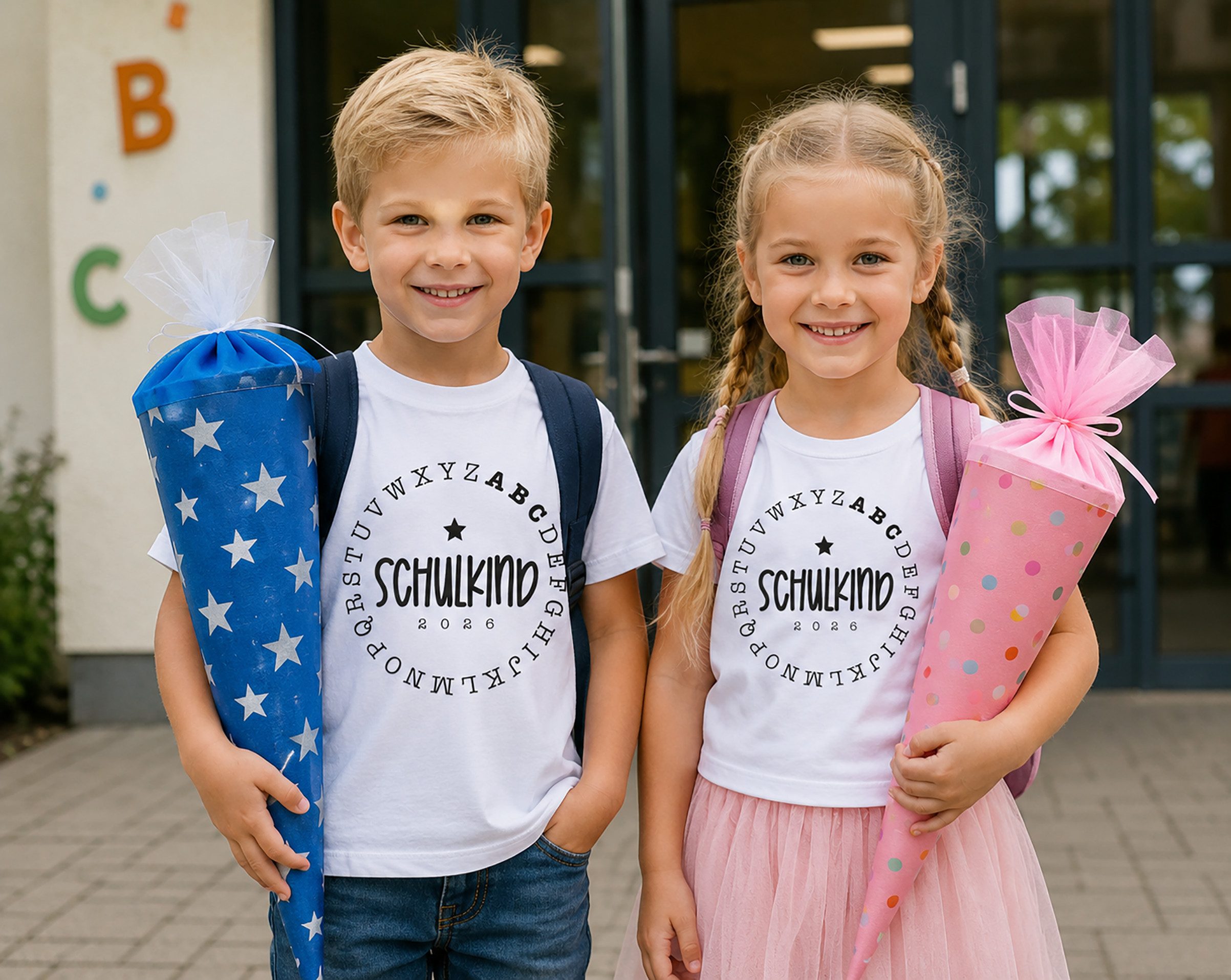 MyDesign24 T-Shirt Kinder Einschulungs T-Shirt Schulkind 2026 rot kurzarm Regular Fit print Shirt i818 – Bild 2 von 5