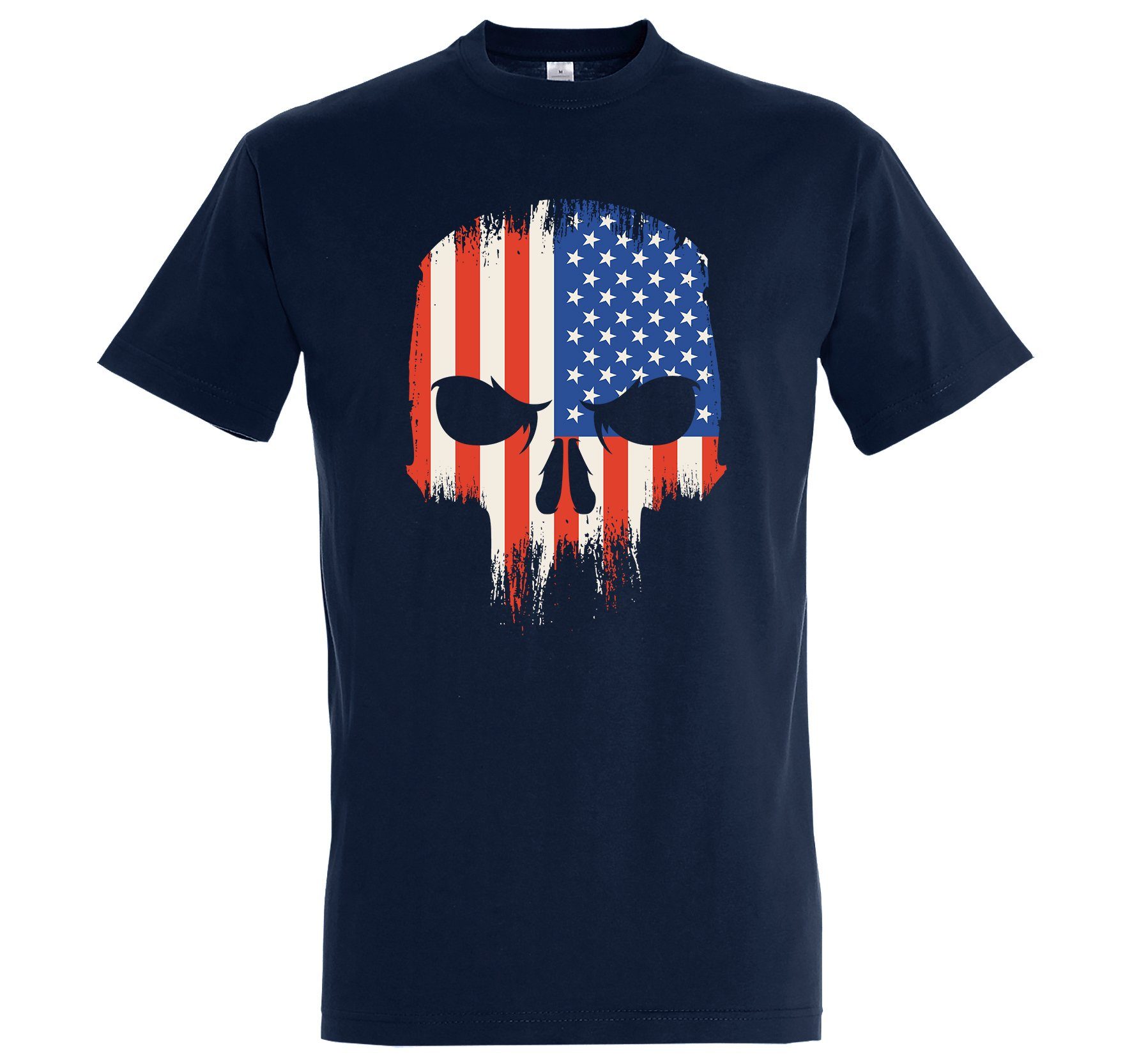 Youth Designz T-Shirt USA Totenkopf Herren Shirt mit trendigem Frontprint Navyblau