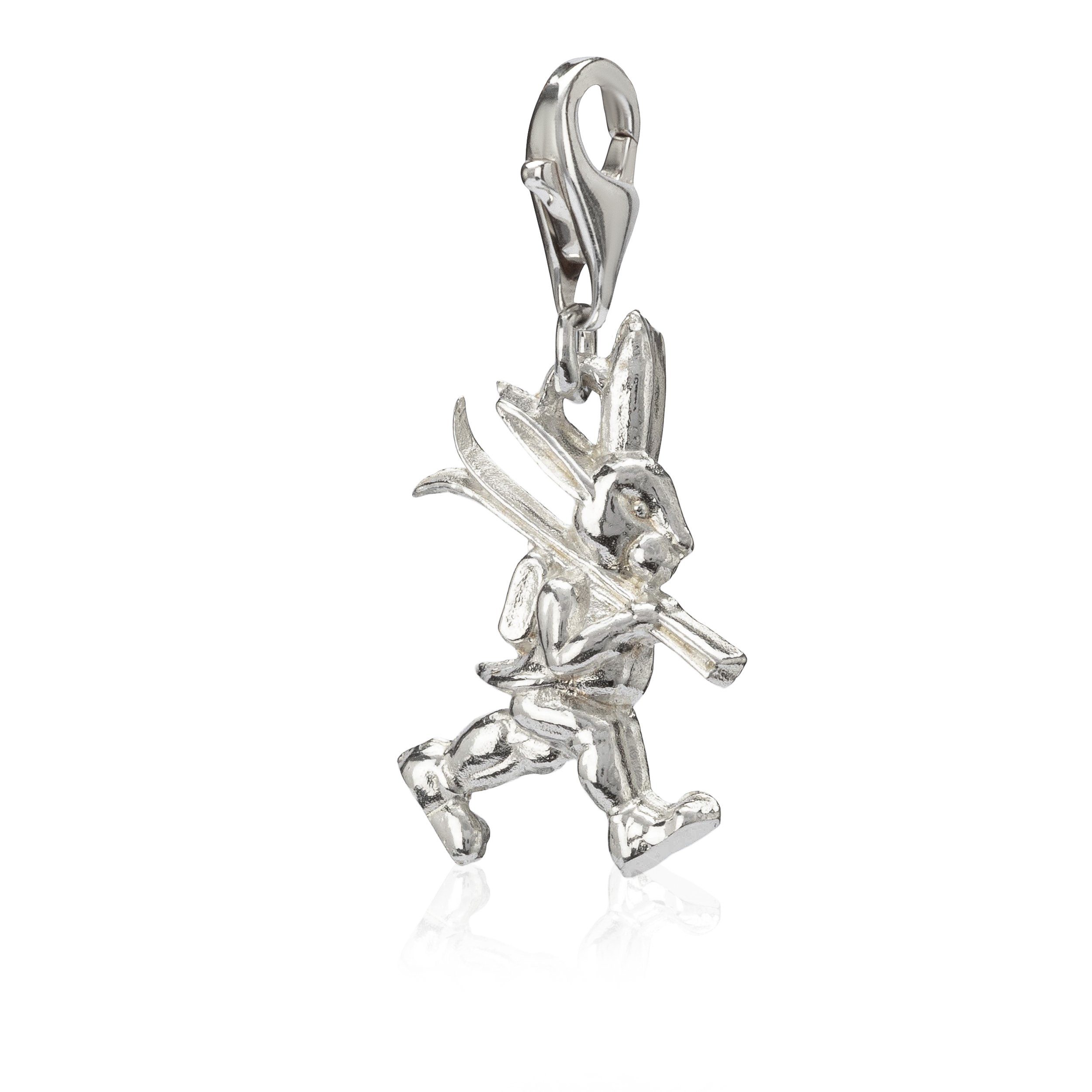 NKlaus Charm-Einhänger Damen Charm-Anhänger Hase 925 Silber 21x14mm Schmu